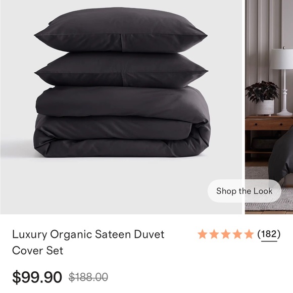 NWOT Quince graphite organic Twin Sateen Duvet cover Set w/ 2 Shams - Picture 2 of 8